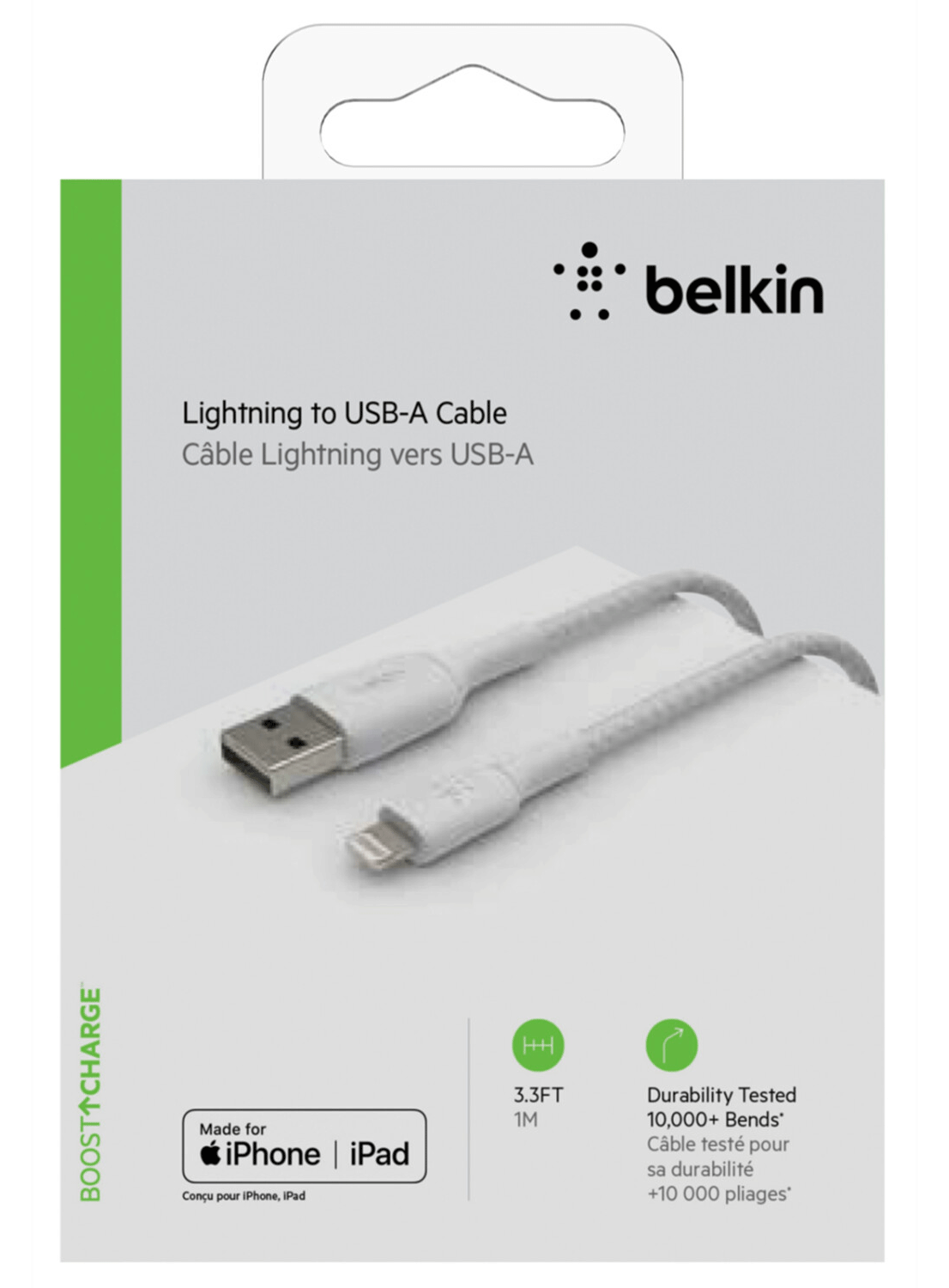 Belkin Geflochtenes BOOST CHARGE Lightning/USB-A-Kabel Weiss