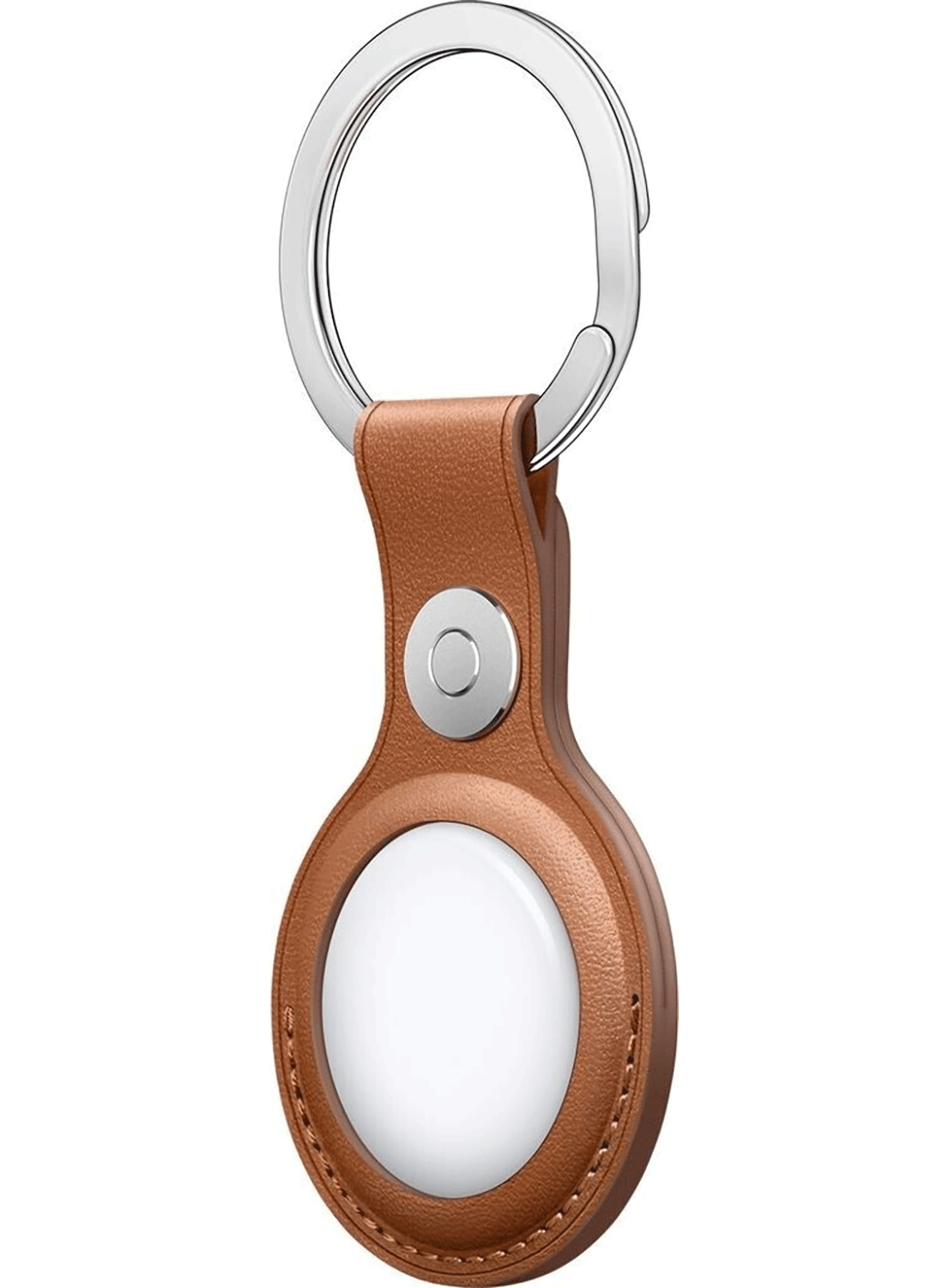 Apple AirTag Leather Key Ring Saddle Brown
