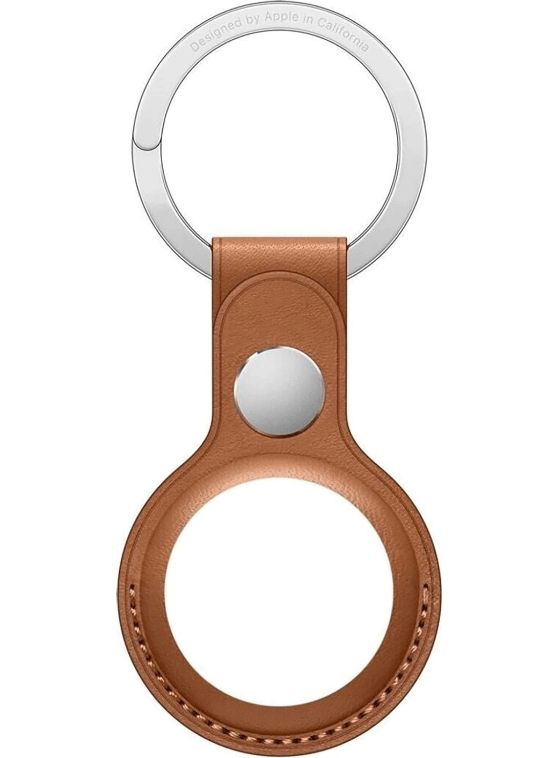 Apple AirTag Leather Key Ring Saddle Brown