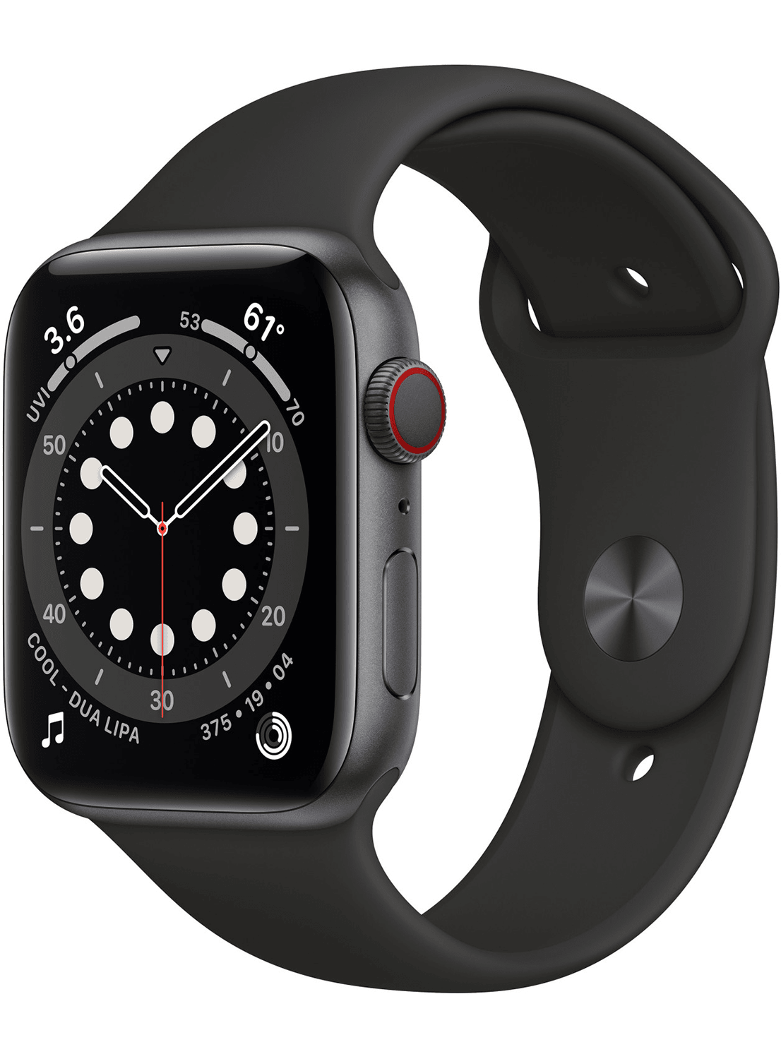 Space Grey Sportarmband Black Neu Apple Watch 6 LTE 44mm Aluminium Case