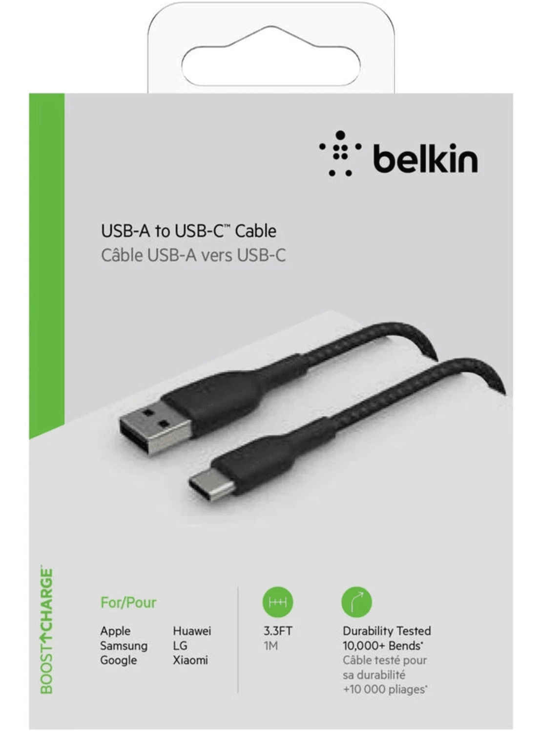 Belkin Braided BOOST CHARGE USB-C/USB-A Cable 1m