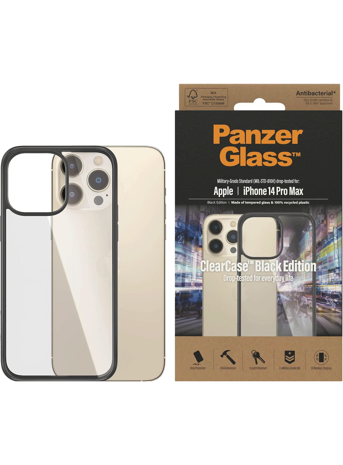 PanzerGlass Clear Case Black Edition für Apple iPhone 14 Pro Max - CarbonPhone