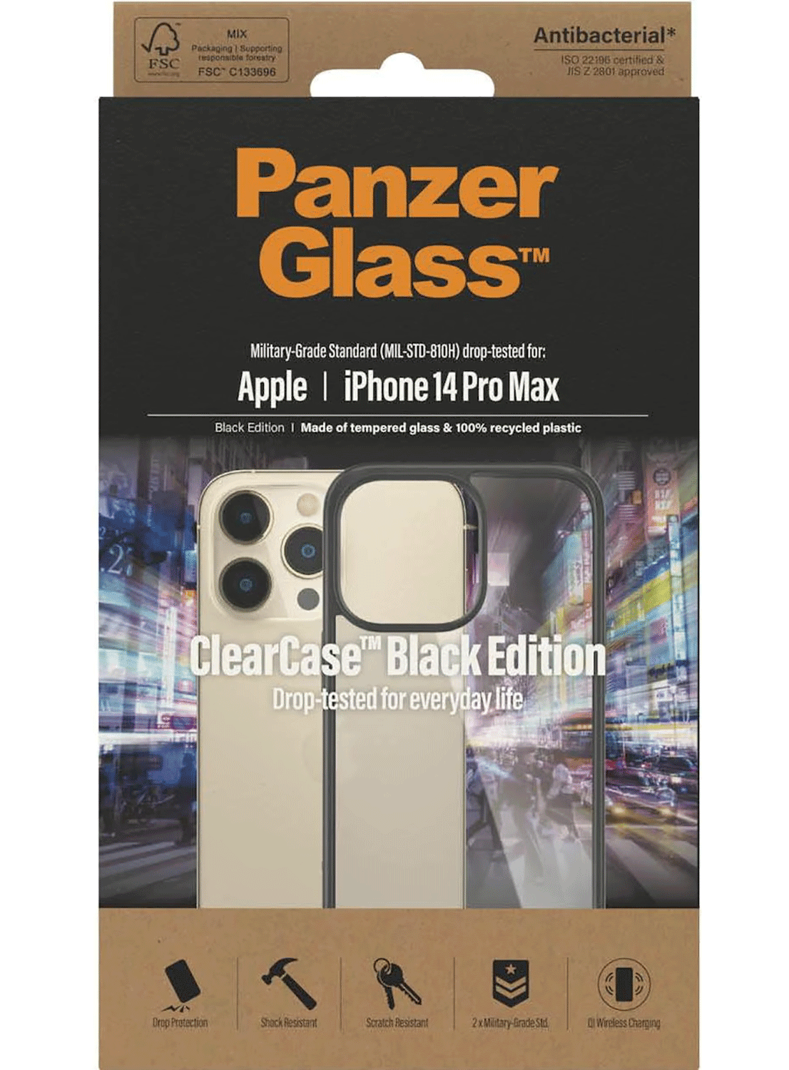 PanzerGlass Clear Case Black Edition für Apple iPhone 14 Pro Max - CarbonPhone