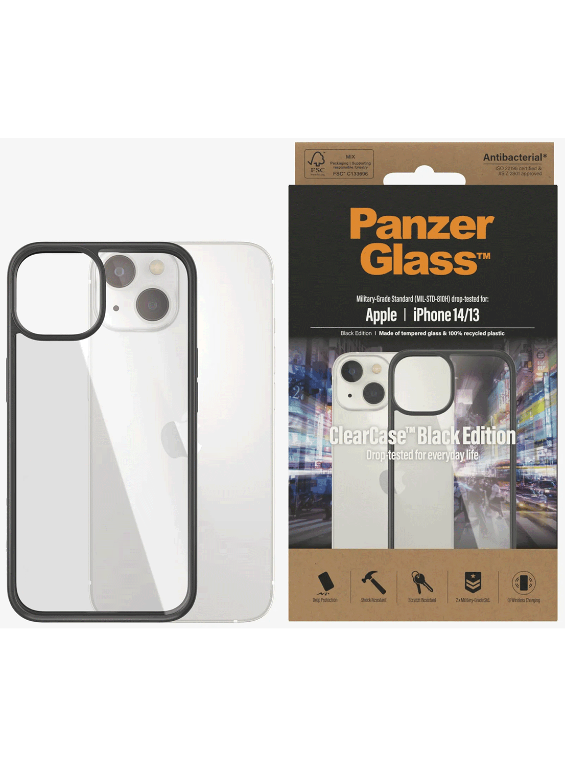 PanzerGlass Clear Case Black Edition für das Apple iPhone 13 / 14 - CarbonPhone