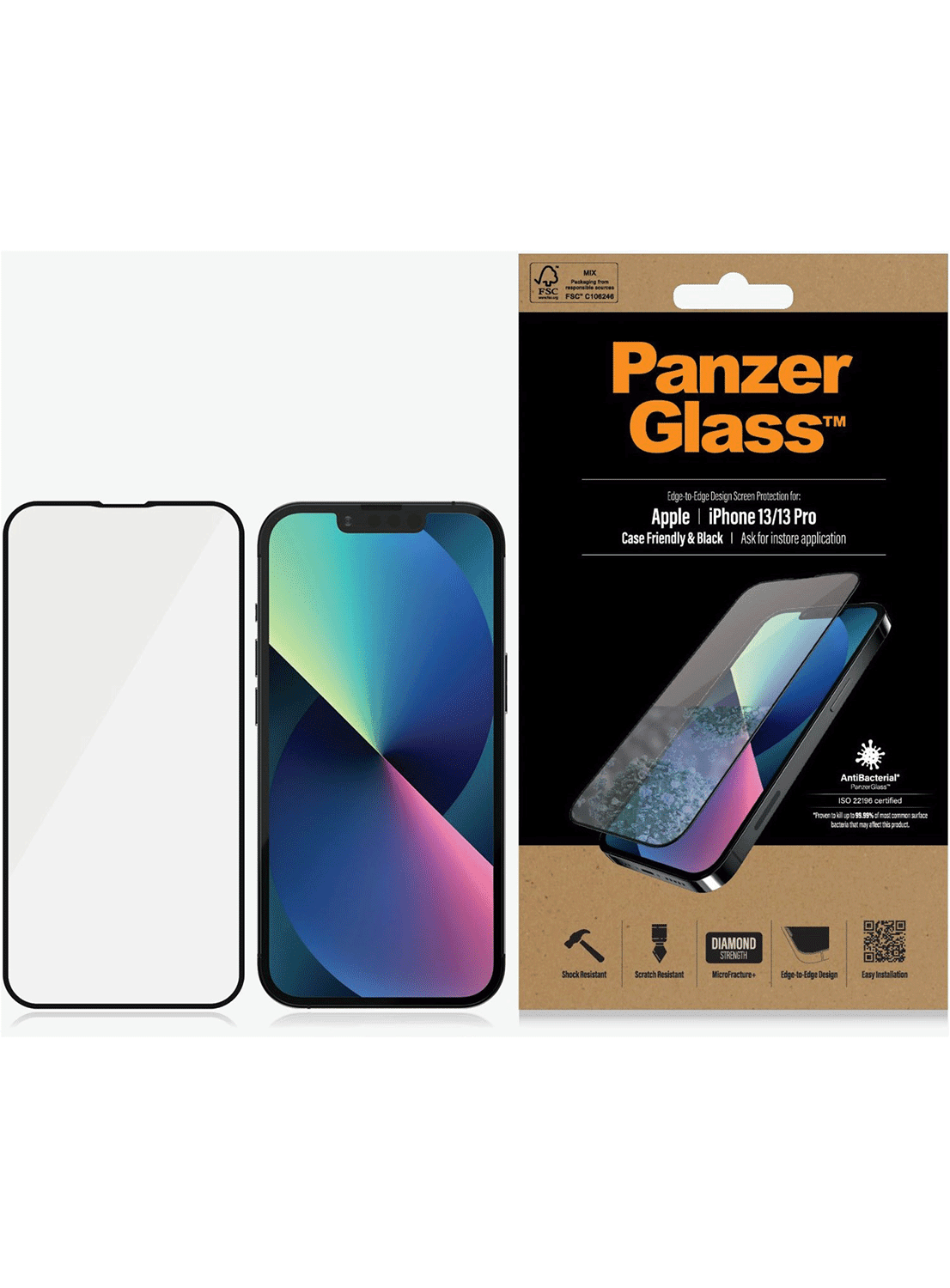 PanzerGlass Displayschutz E2E Apple iPhone 13 / iPhone 13 Pro Black - CarbonPhone