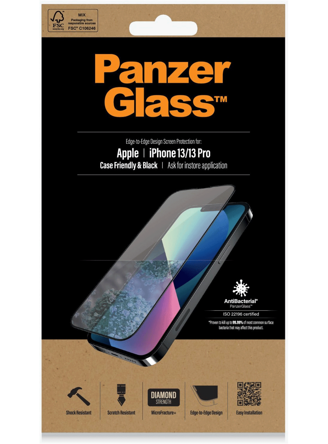PanzerGlass Displayschutz E2E Apple iPhone 13 / iPhone 13 Pro Black - CarbonPhone