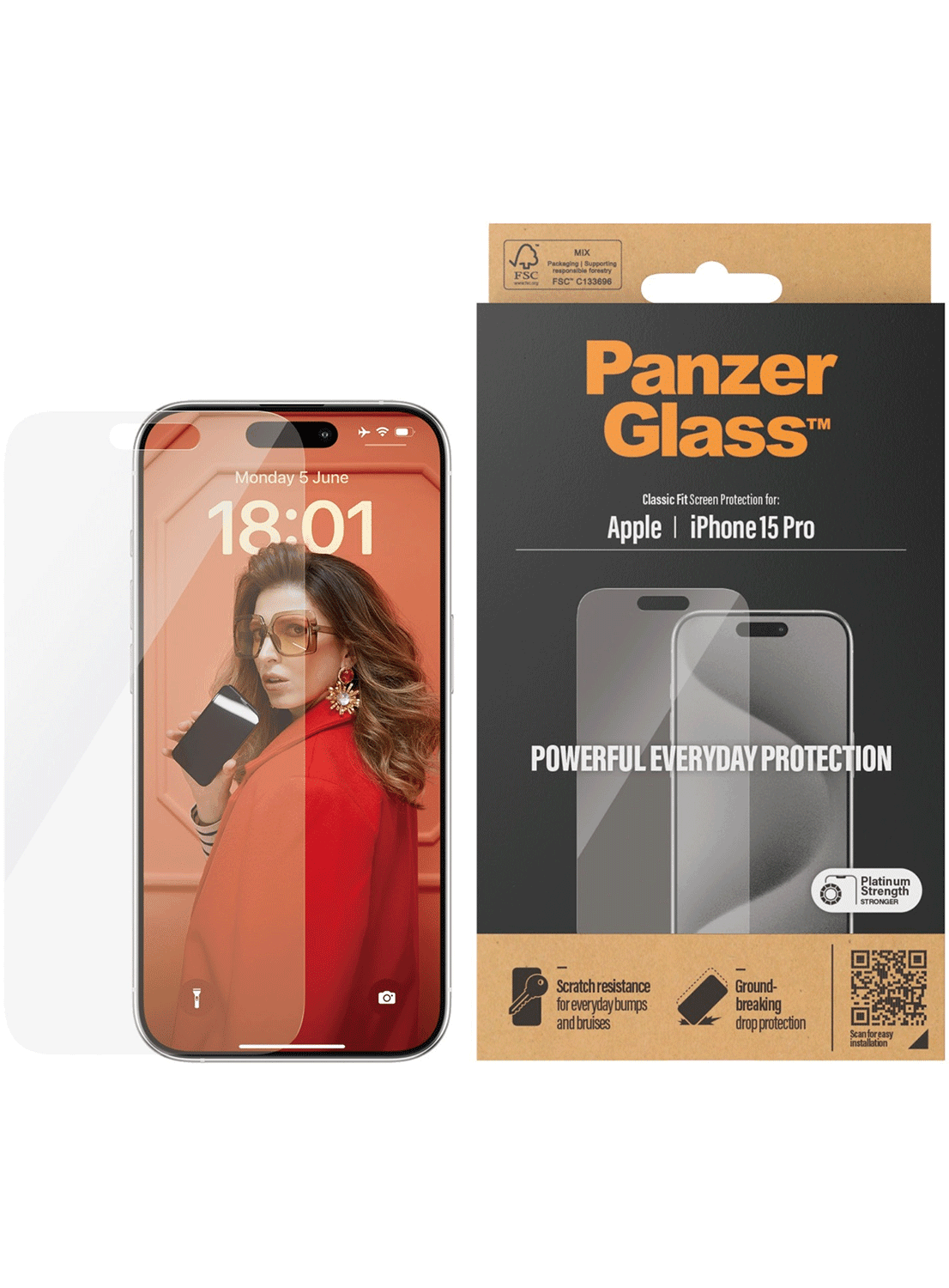 PanzerGlass Schutzfolie Apple iPhone 15 Pro - CarbonPhone