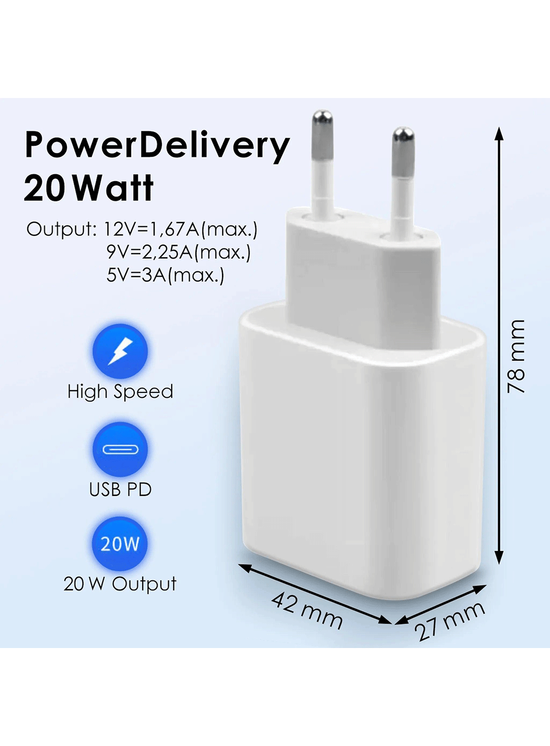 Fast charger power supply 20W USB Type C Power Charger Adapter