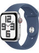 Apple Watch SE 2022 (GPS+Cellular) Aluminium Case 44mm mit Silicon Armband – Starke Gebrauchsspuren – Silver · Silicon Blue