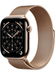 Apple Watch Series 11 5G 46mm Titan Case – Titanium Gold · Milanese Loop Gold