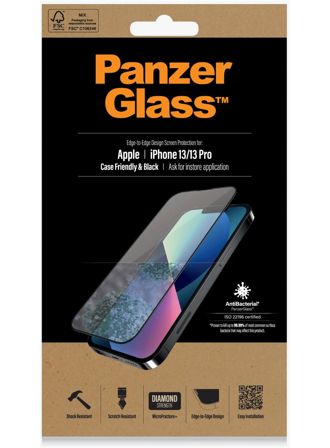 Pan­zer­Glass Displayschutz E2E Apple iPhone 13 / iPhone 13 Pro Black