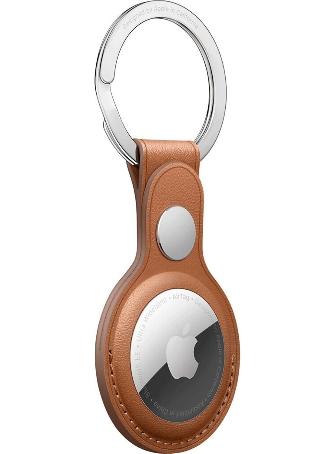 Apple AirTag Leather Key Ring Saddle Brown