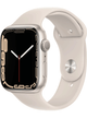 Apple Watch 7 LTE 45mm Aluminium Case mit Silicon Armband – Starke Gebrauchsspuren – Starlight · Silicon White