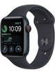 Apple Watch SE 2022 (GPS+Cellular) Aluminium Case 44mm mit Silicon Armband – Starke Gebrauchsspuren – Midnight · Silicon Black