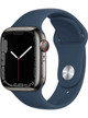 Apple Watch 7 LTE 41mm Stainless Steel Case – Stainless Steel Graphite · Sport Abyss Blue