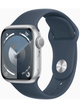 Apple Watch Series 9 4G 41mm Aluminium Case mit Silicon Armband – Silver · Silicon Blue