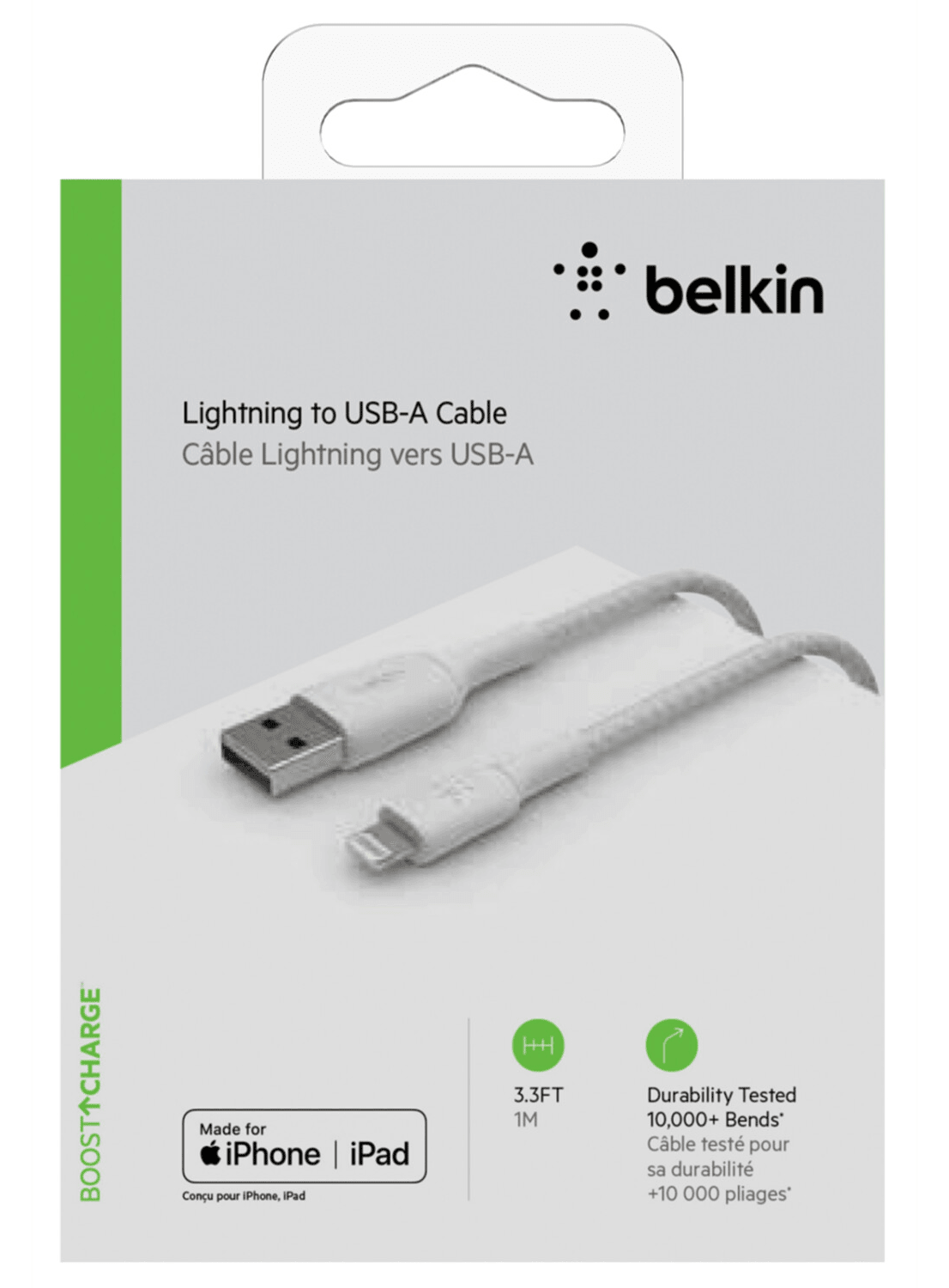 Belkin Geflochtenes BOOST CHARGE Lightning/USB-A-Kabel Weiss - CarbonPhone
