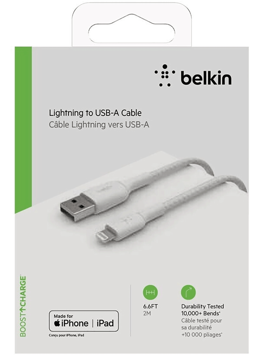 Belkin Geflochtenes BOOST CHARGE Lightning/USB-A-Kabel Weiss - CarbonPhone