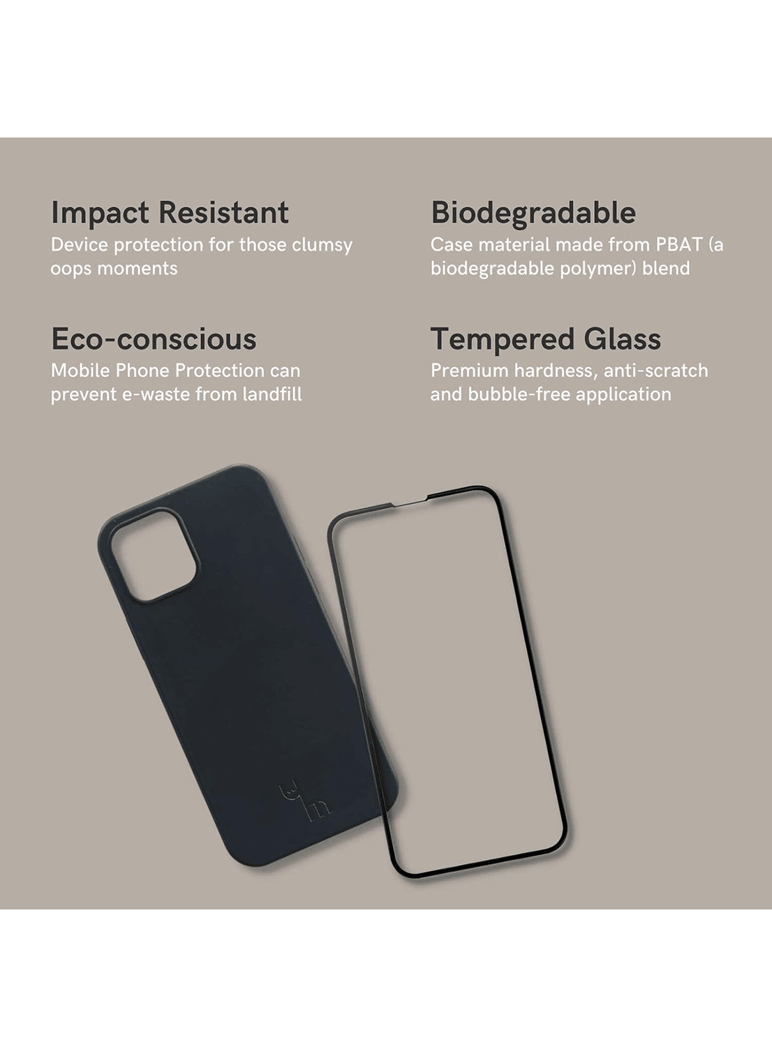 Caseym iPhone SE Biologisch Abbaubare Handyhülle und Displayschutz-Bundle - CarbonPhone