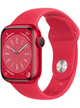 Apple Watch Series 8 GPS 41mm Aluminium Case mit Silicon Armband – RED · Silicon Red