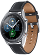 Samsung Galaxy Watch 3 4G 45mm Edelstahl SM-R845 mit Silicon Armband – Mystic Silver · Leatherband Black/Brown