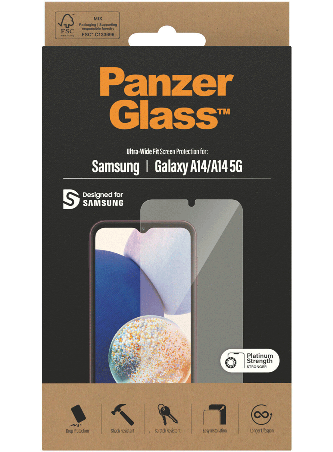 PanzerGlass Ultra-Wide Fit Displayschutzfolie für Samsung Galaxy A14 / A14 5G