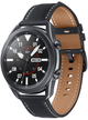 Samsung Galaxy Watch 3 4G 45mm Edelstahl SM-R845 mit Silicon Armband – Mystic Black · Leatherband Black/Brown