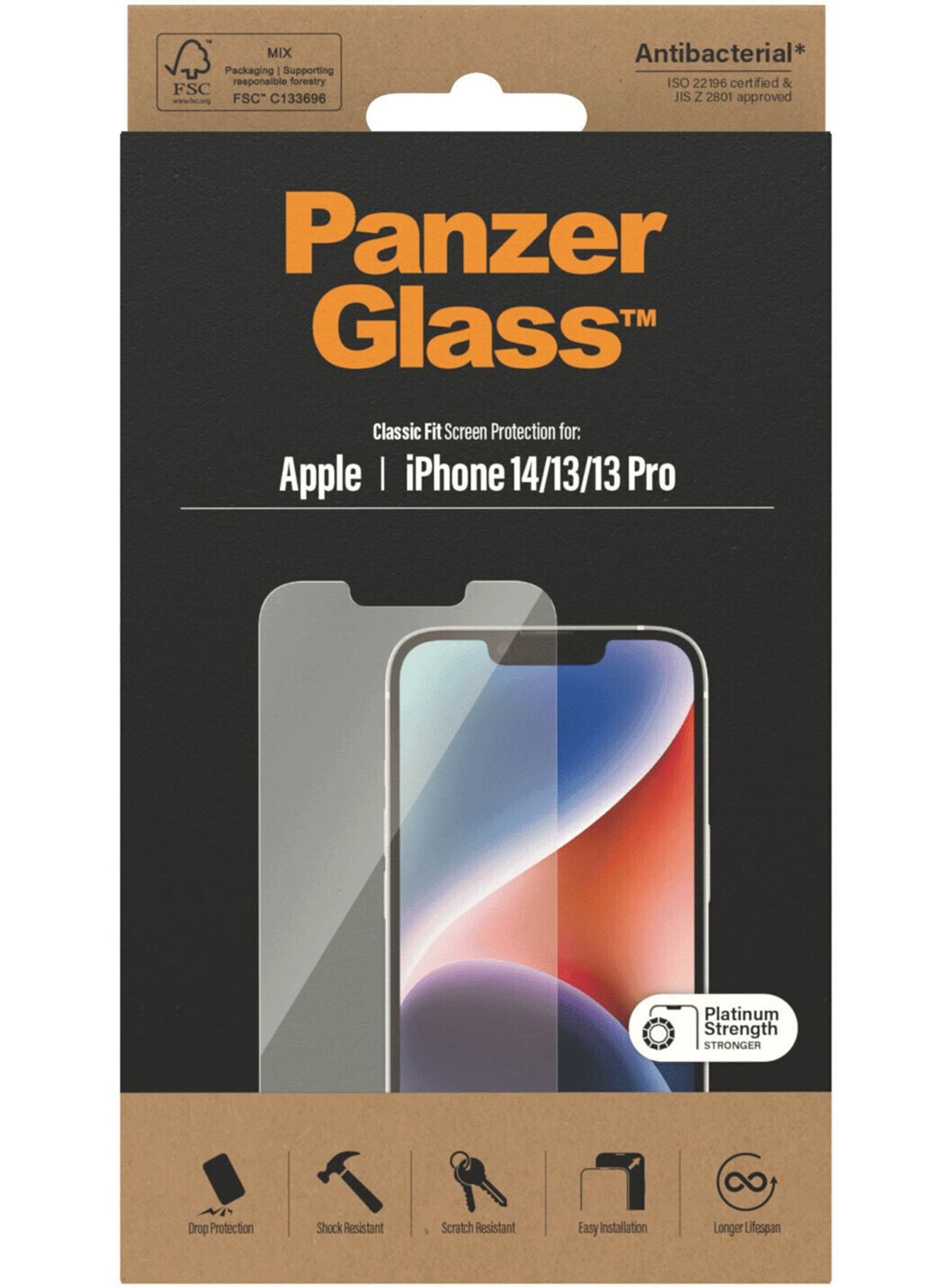 PanzerGlass Antibakteriell Screen Protector iPhone 14 / 13 / 13 Pro - CarbonPhone