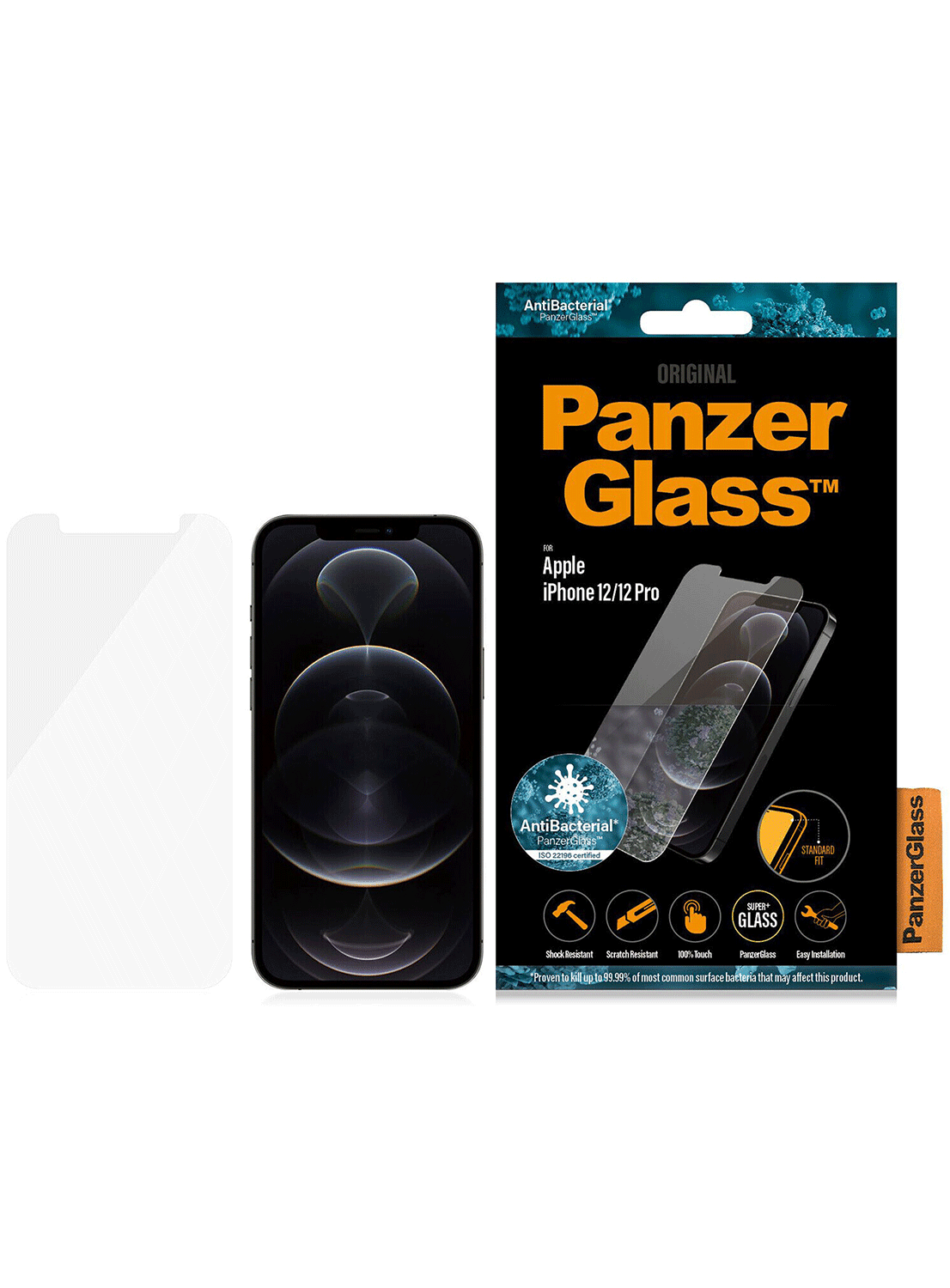 PanzerGlass Antibakterieller Screen Protector iPhone 12 / 12 Pro - CarbonPhone