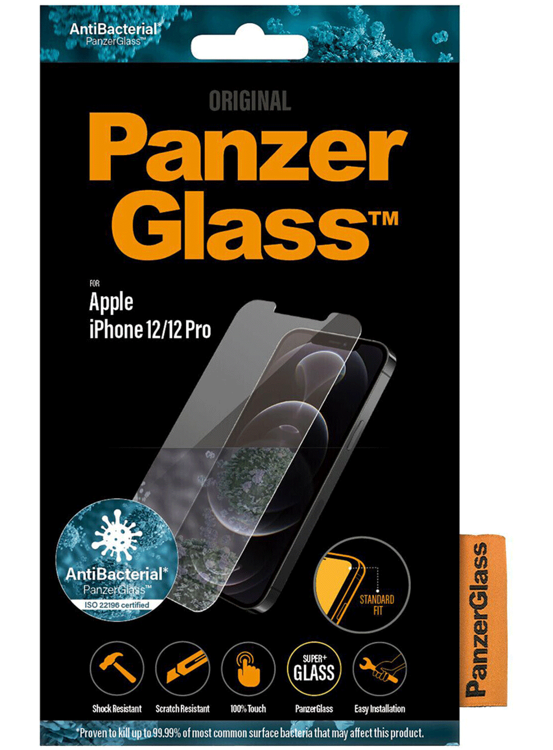 PanzerGlass Antibakterieller Screen Protector iPhone 12 / 12 Pro - CarbonPhone