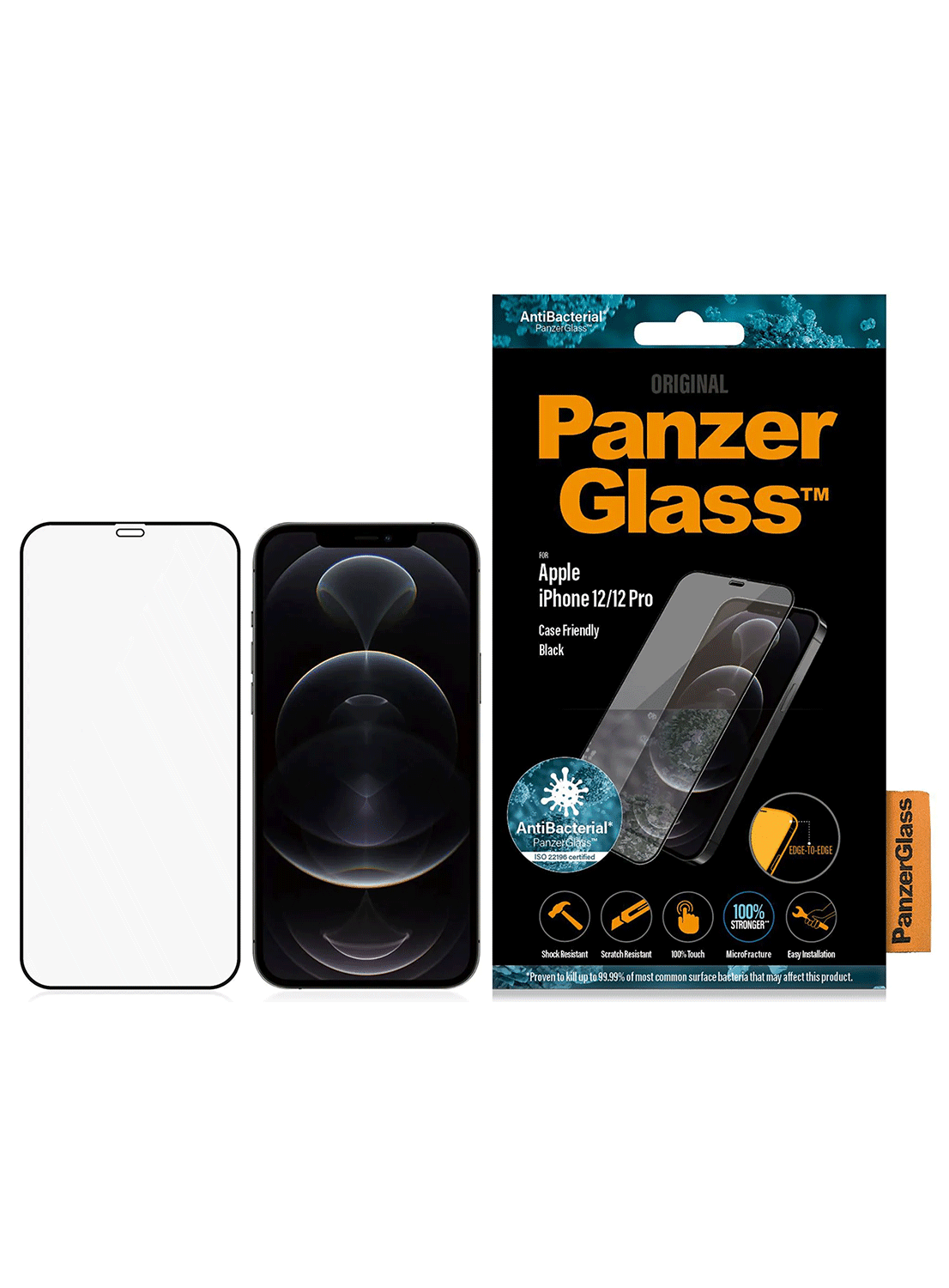 PanzerGlass Case Friendly Black iPhone 12 / 12 Pro Black-Transparent - CarbonPhone