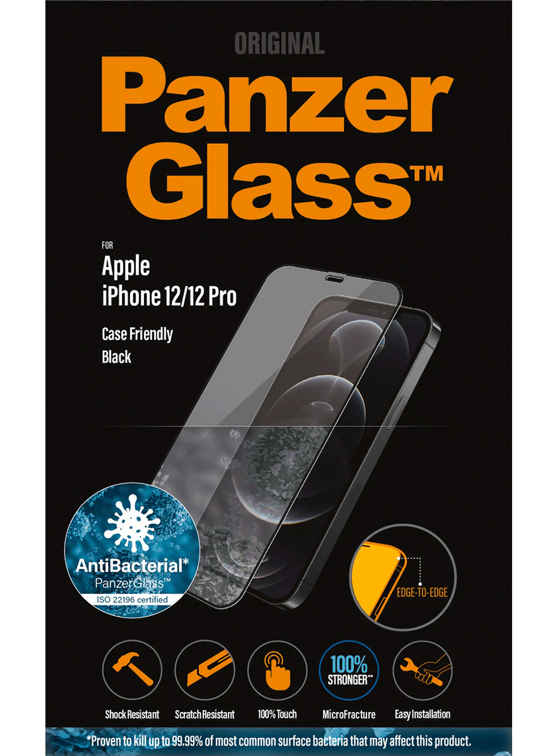 PanzerGlass Case Friendly Black iPhone 12 / 12 Pro Black-Transparent - CarbonPhone