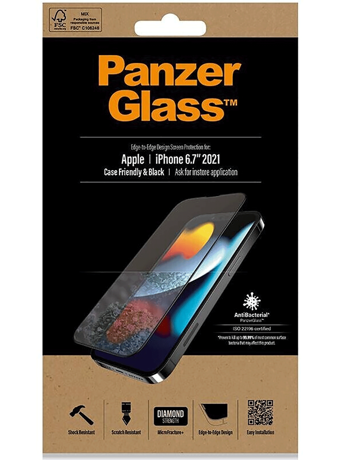 PanzerGlass Case Friendly Edge to Edge Pro Apple iPhone 13 Pro Max - CarbonPhone