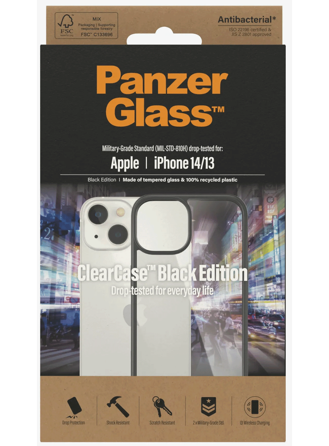 Pan­zer­Glass Clear Case Black Edition für das Apple iPhone 13 / 14 - CarbonPhone