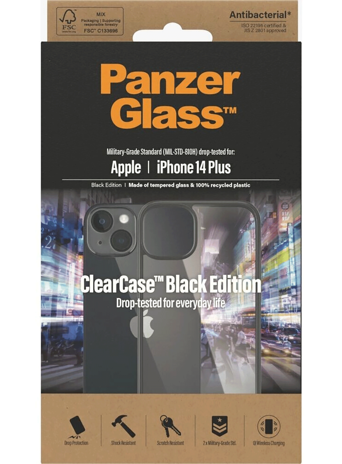 Pan­zer­Glass Clear Case für Apple iPhone 14 Plus (Schwarzer Rahmen) - CarbonPhone