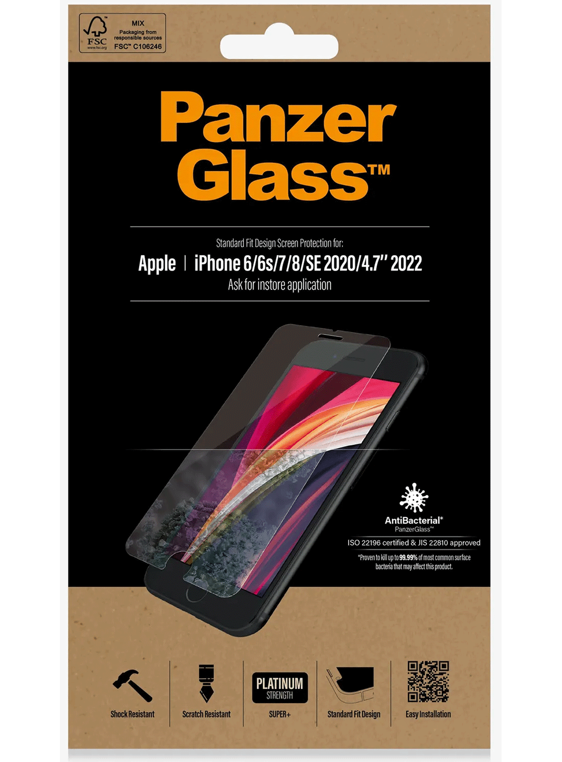 PanzerGlass Schutzfolie iPhone 6 / 6s / 7 / 8 / SE 2020 / 2022 - CarbonPhone