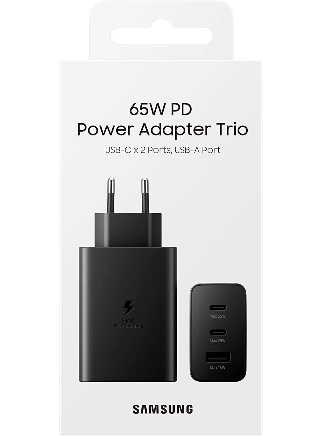 Samsung Schnellladeadapter Trio 65 Watt EP-T6530N  (USB, 2 x USB-C) Schwarz