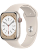 Apple Watch Series 8 4G 45mm Aluminium Case mit Silicon Armband – Starlight · Silicon White