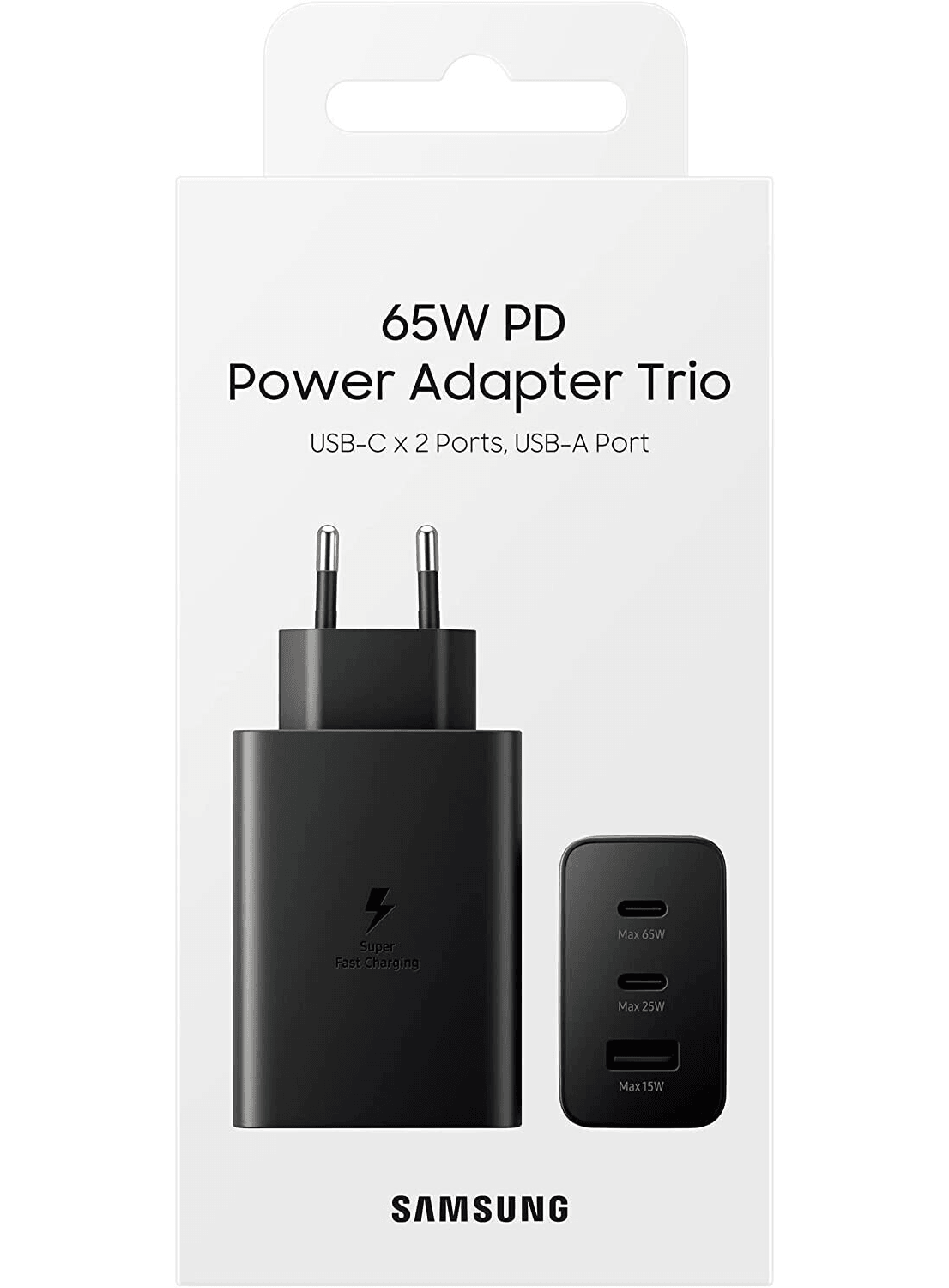 Samsung Schnellladeadapter Trio 65 Watt EP-T6530N (USB, 2 x USB-C) Schwarz - CarbonPhone