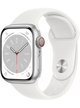 Apple Watch Series 8 GPS 41mm Aluminium Case mit Silicon Armband – Silver · Silicon White
