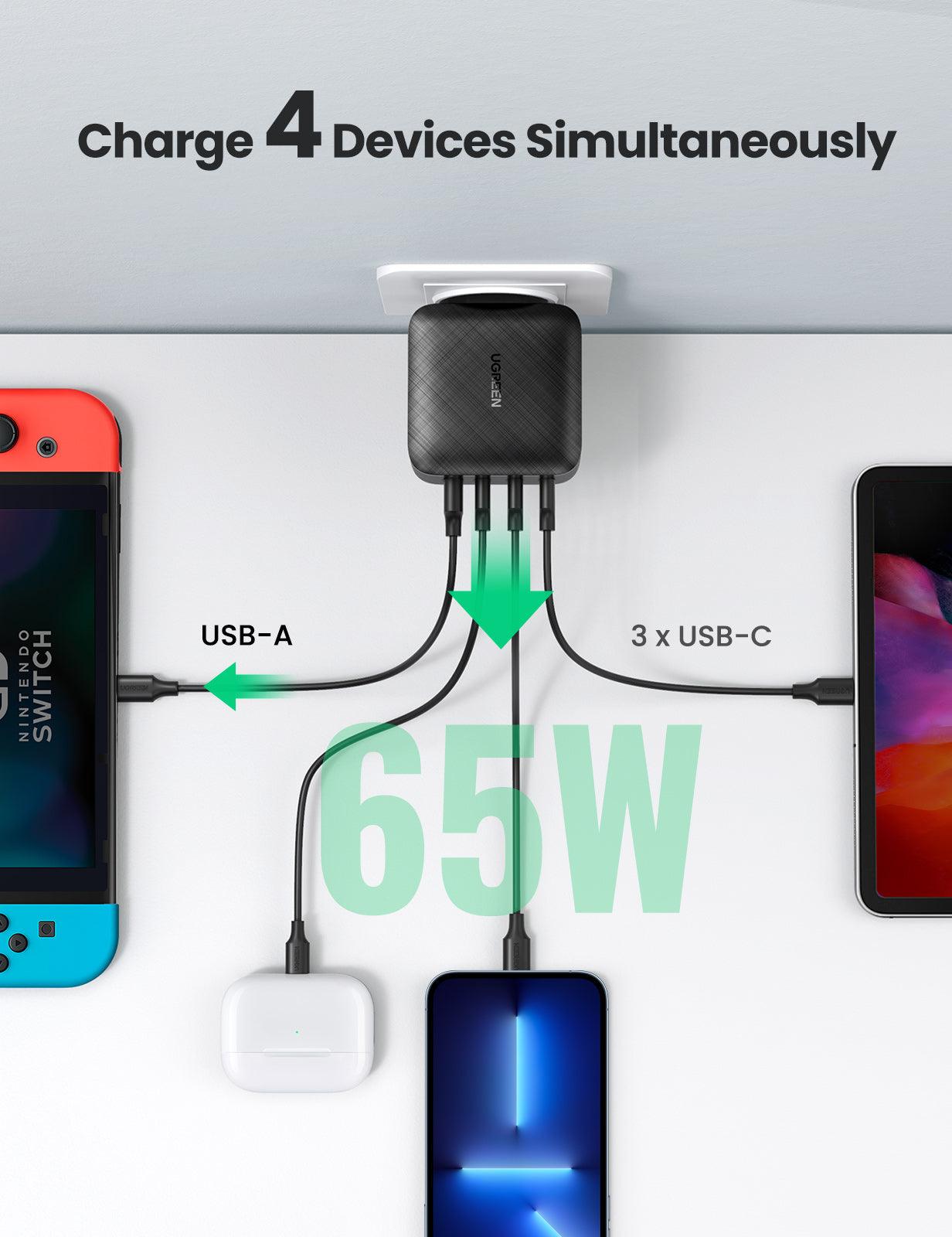 Ugreen Schnellladegerät 3.0 QuickCharger 4/3/1 Ports Charger - CarbonPhone