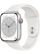 Apple Watch Series 8 4G 45mm Aluminium Case mit Silicon Armband – Silver · Silicon White