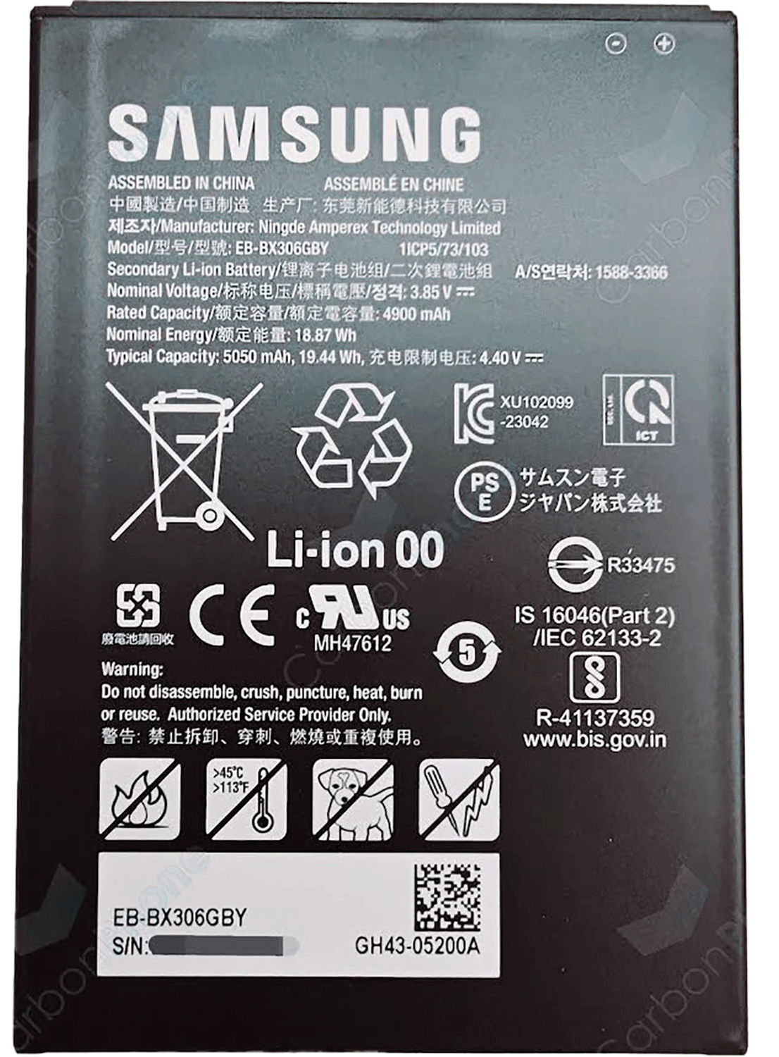 Original Samsung Galaxy Tab Active 5 Akku SM-X300, SM-X306B EB-BX306GBY 4.900mAh GH43-05200A