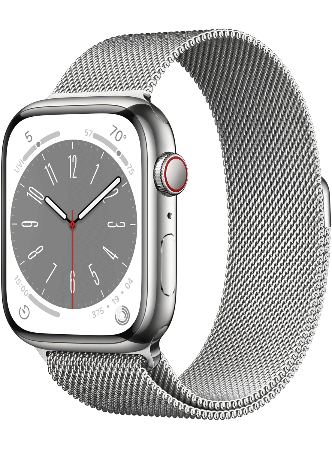 Boîtier en acier inoxydable Apple Watch Series 8 de 45 mm 