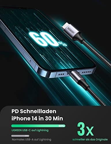 UGREEN USB C Kabel auf Lightning Kabel MFi Zertifizier PD 3.0 / 1 Meter schwarz - CarbonPhone